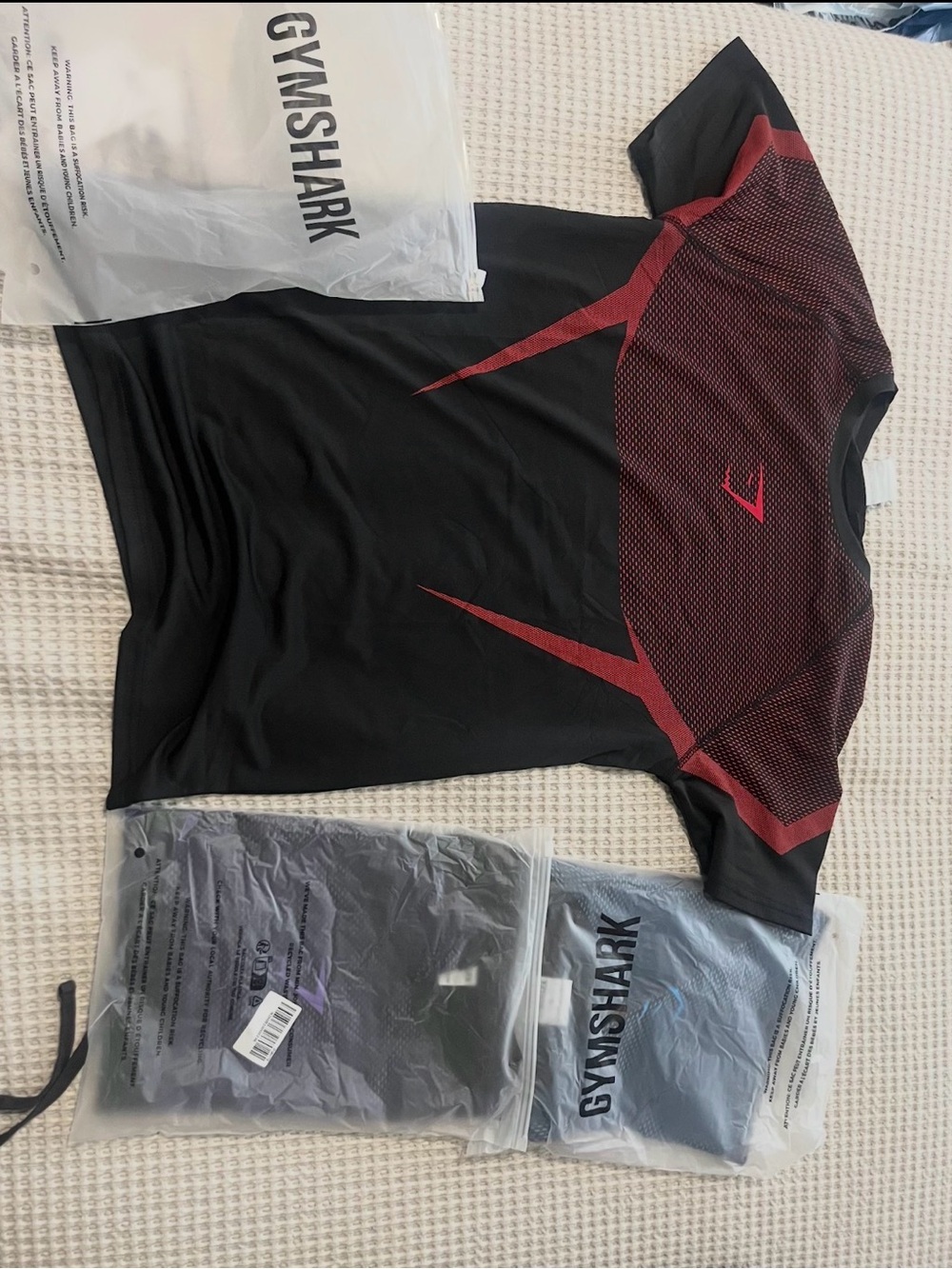 Gymshark Black with Burgundy Dash Performance Tee